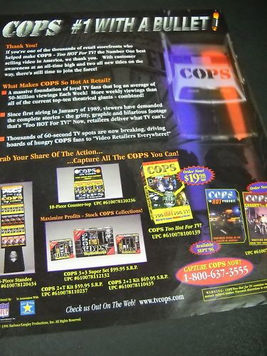 Cops Too Hot for TV 1996 Promo Poster Ad Mint Condition