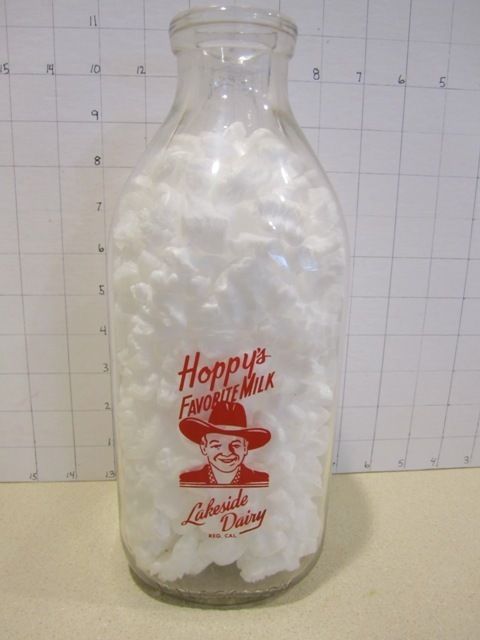 Hopalong Cassidy Half Gallon Milk Bottle Lakeside Dairy