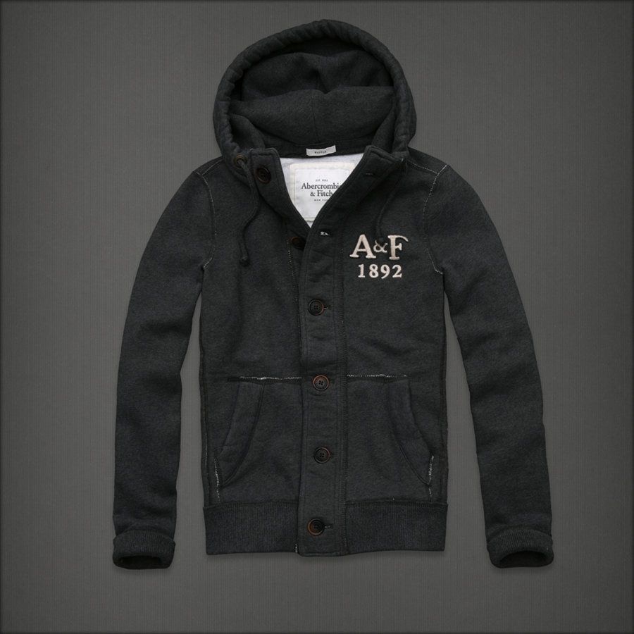 Abercrombie Fitch Men Hough Peak Dark Heather Grey Hoodie