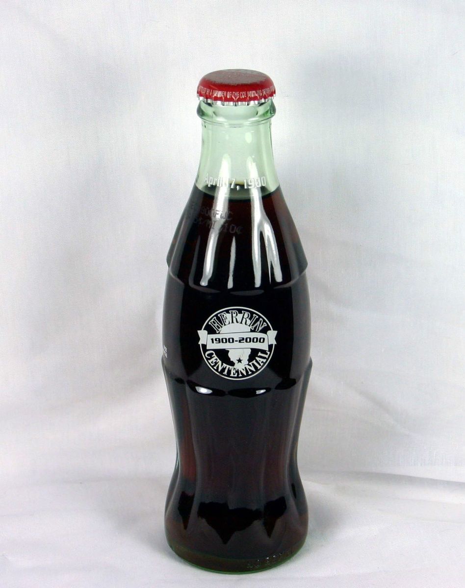 Coke Bottle Full Herrin Centennial 1900 2000 April 17 1900