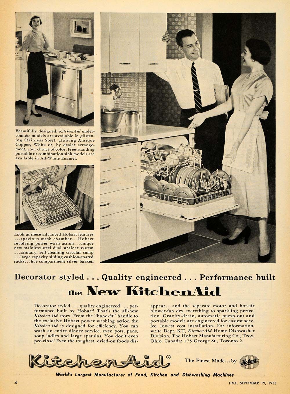 1955 Ad Kitchen Aid Home Appliance Dish Washer House Original
