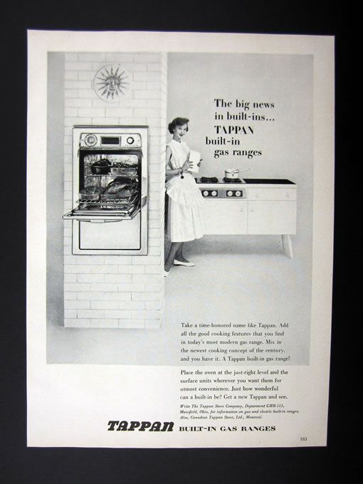 Tappan Built in Gas Range Stove Oven Kitchen 1955 Print Ad