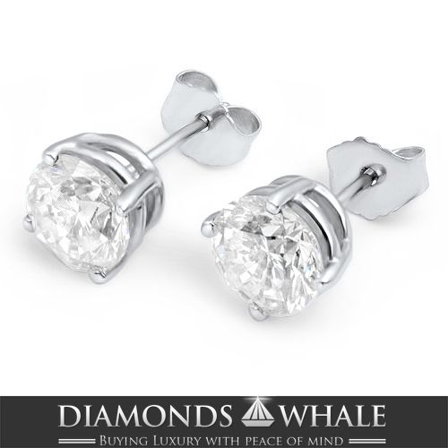 Ct Real Classic Diamond Stud Earrings 18K Yellow Gold