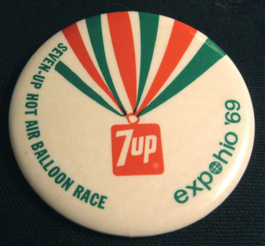 1969 Expohio Seven Up Hot Air Balloon Race Pin Pinback