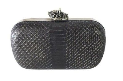 House of Harlow 1960 Tilda Clutch in Black Snake