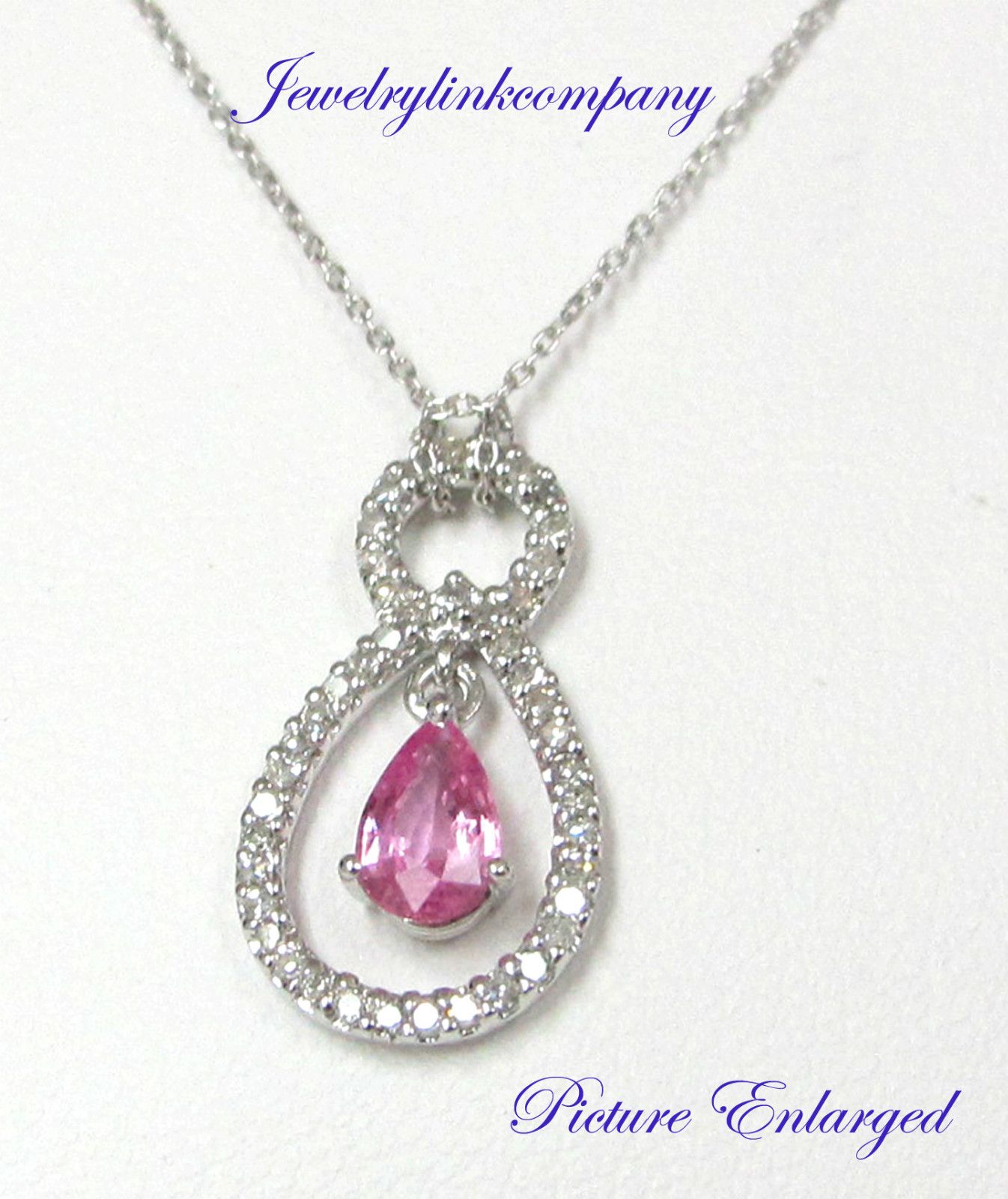 14k White Gold Diamonds Necklace with Pink Sapphire Total Gem Weight 0