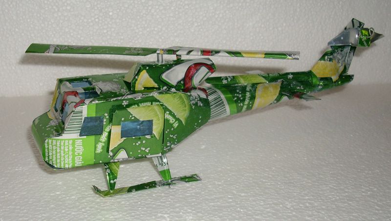  Huey Helicopter Made in Vietnam Has 4 Moving Parts Aluminum Can Huey