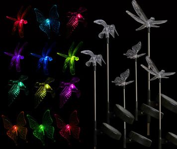 Lot Garden Yard Solar Powered Light Up Lights Hummingbird Dragonfly