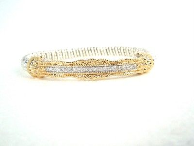 ALWAND VAHAN 6mm Sterling 14K YG Diamond .18 ct Louis XV Bracelet  GAL