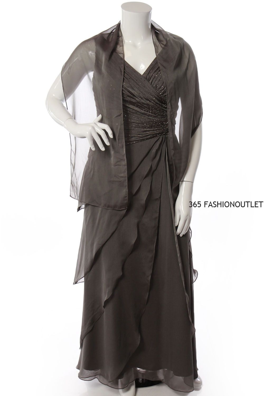 Ignite Evenings by Carol Lin New Womens Beads Chiffon Dress Dark Moss