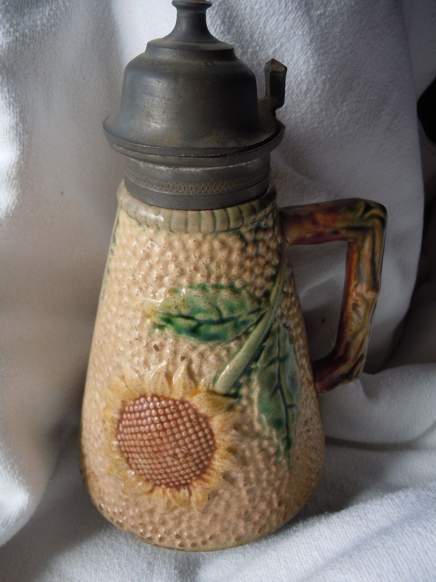 Vintage Etruscan Majolica Sunflower Syrup Pitcher