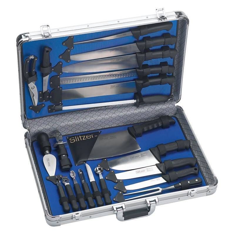 22 PC Slitzer Professional Chef Cutlery Set in Case Ergonomically