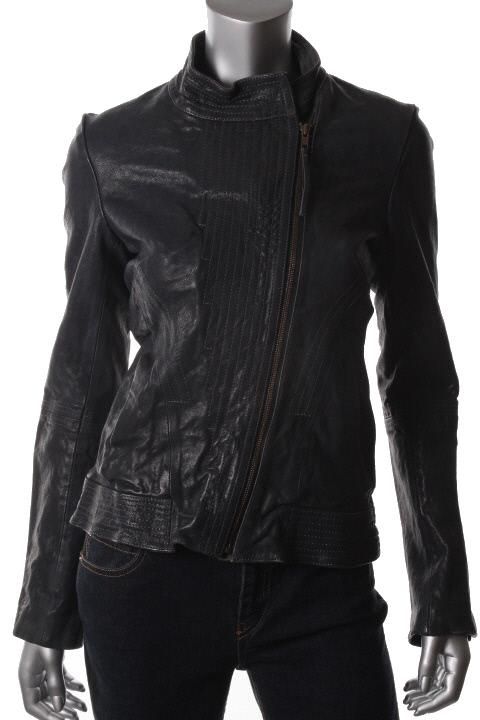 Improvd New Blue Leather Seamed Asymmetric Zipper Motorcycle Jacket