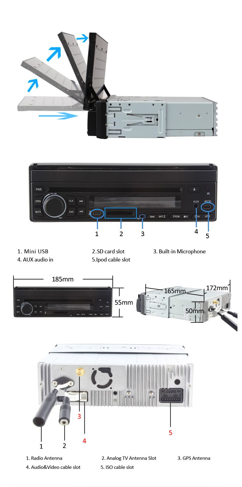 HD 7 1 DIN in Dash Touch Screen Car DVD Player Auto Radio Stereo GPS