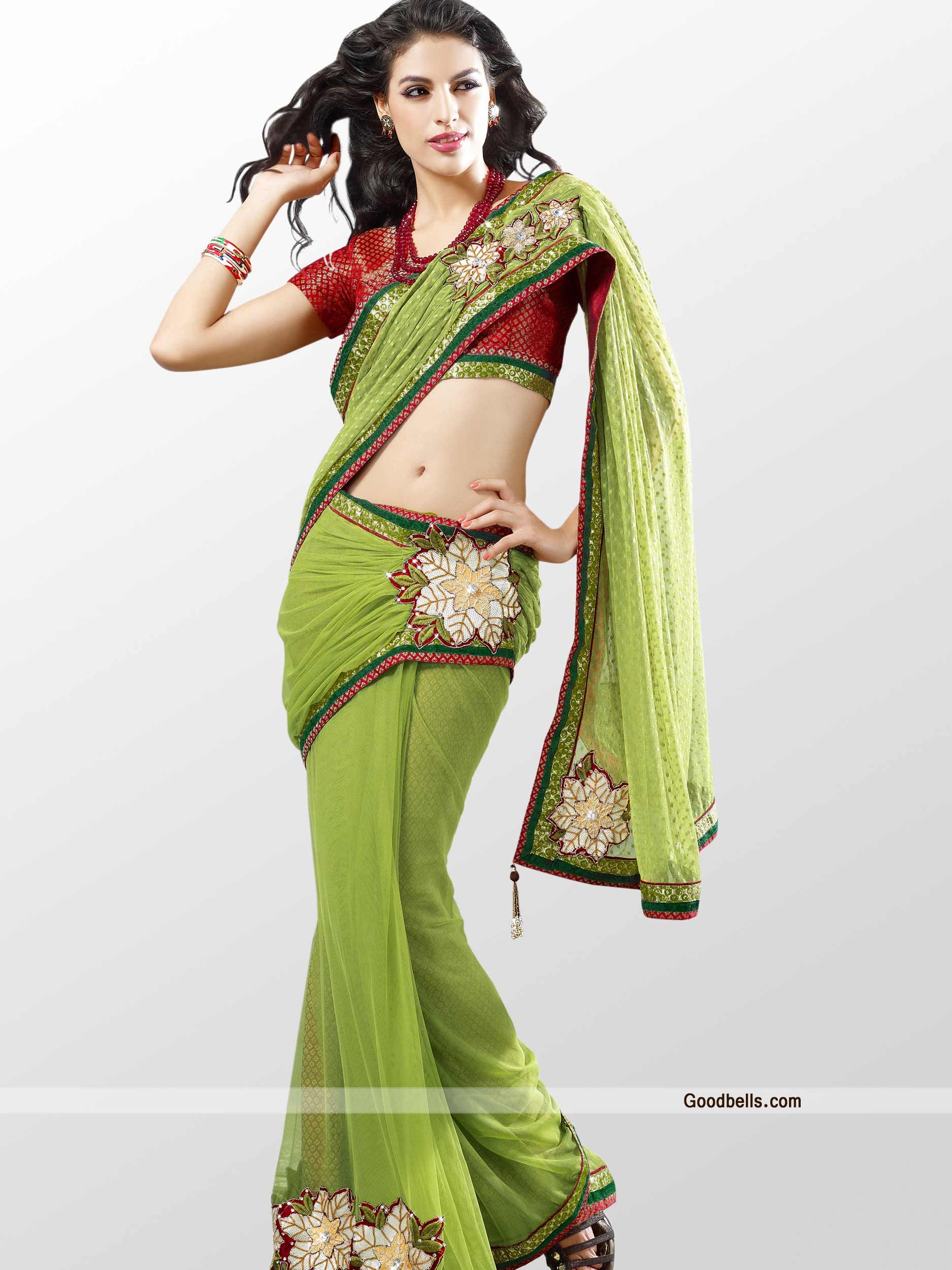 Ethnic Bridal Bollywood Indian Green Saree 