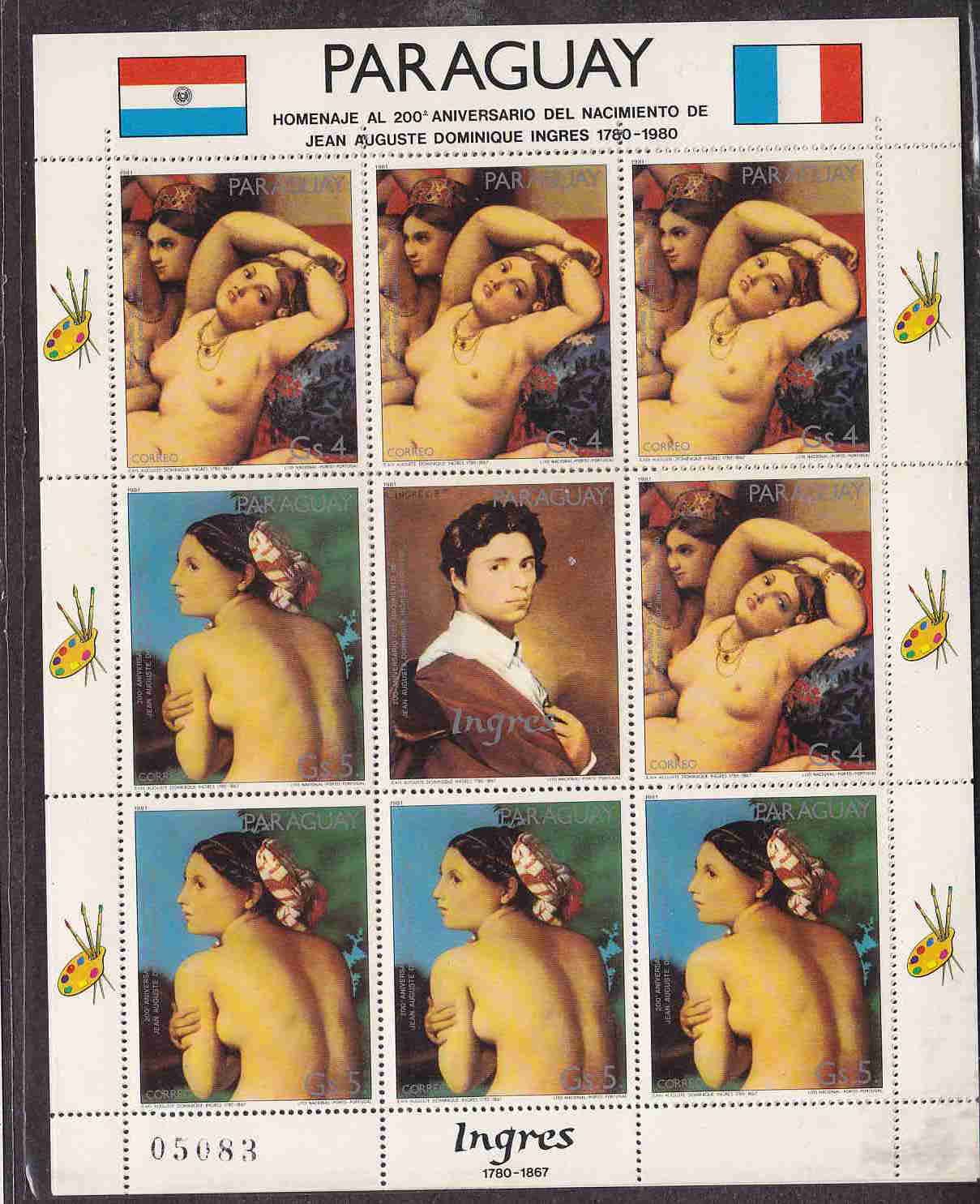 Paraguay Ingres Paintings Sheetlet MNH AAB1365