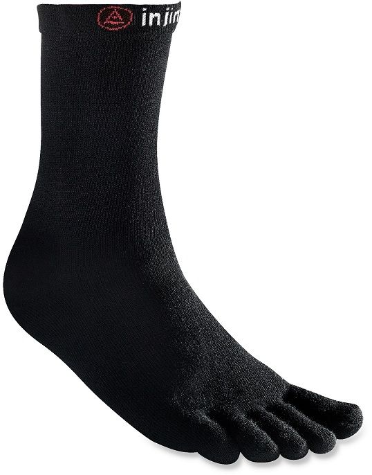 Injinji Performance Series Lightweight Crew Toe Socks Black Medium