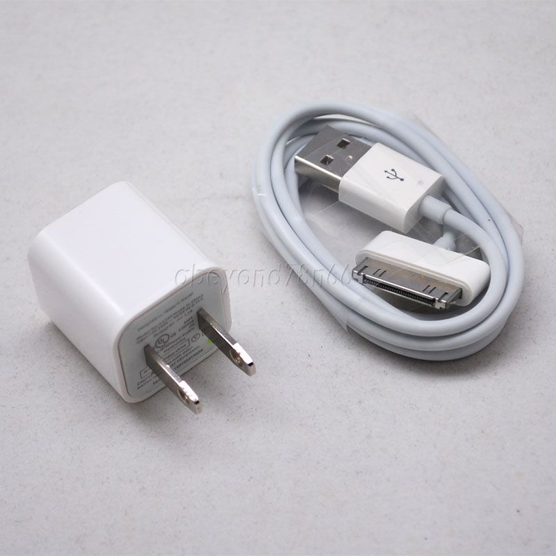 AC Wall Charger Adapter USB Data Sync Cable for iPod Touch iPhone 4S