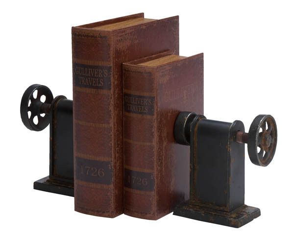 INDUSTRIAL DECOR  NEW CAST IRON  TURN GEAR BOOKENDS  STEAMPUNK DECOR