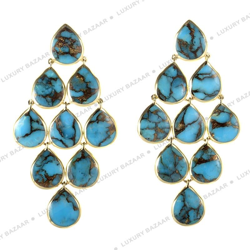 IPPOLITA Gold and Bronze Turquoise Cascade Earrings