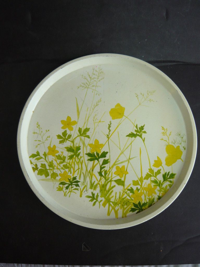 Vintage Danish Modern Ira Denmark Yellow Tray Tin Metal