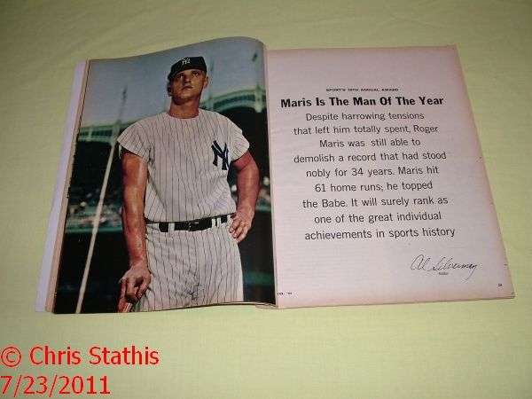 1962 Sport Roger Maris Man of Year Cousy Jerry Lucas