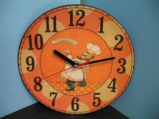 Fat Italian chef wall clock Home Decor Kitchen BISTRO Bar waiter set