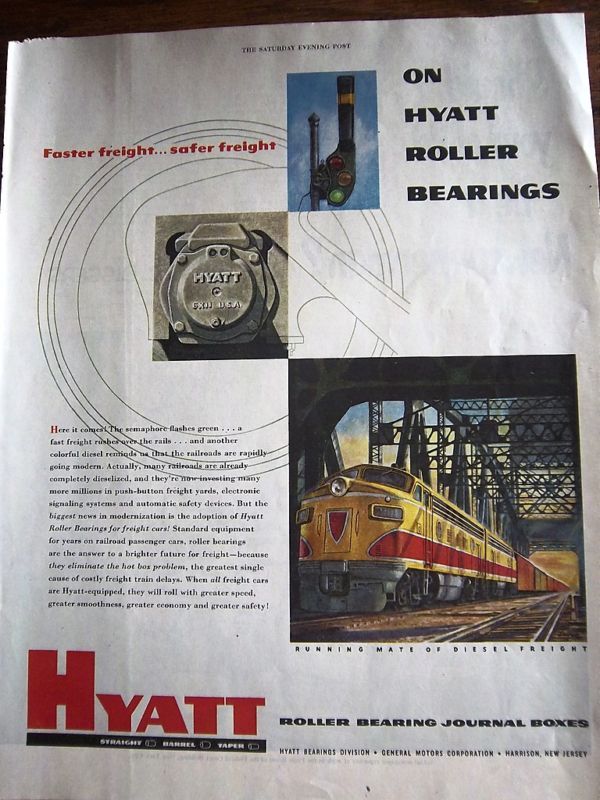 Hyatt Roller Bearings Diesel Locomotive Freight Ad