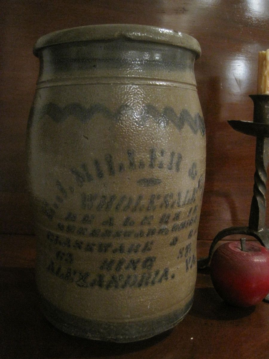   1800s Rare 1 Gallon Advertising E J Miller Alexandria Virginia Crock