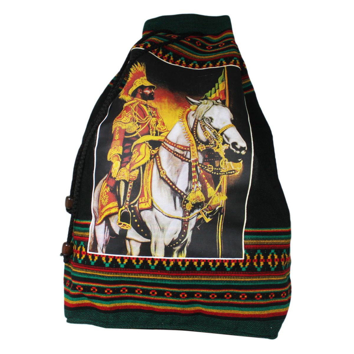 Selassie Drawstring Backpack Africa Lion Jah Back Pack Marley Selassie