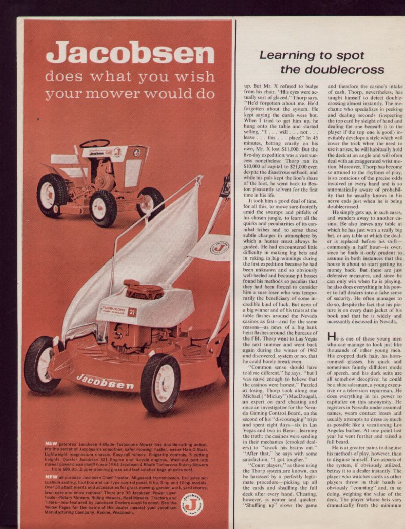 1964 Vintage Ad Jacobsen Lawn Mower Wish Your Mower