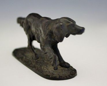 Small French 19th Century Bronze of A Setter Dog by P J Mene No
