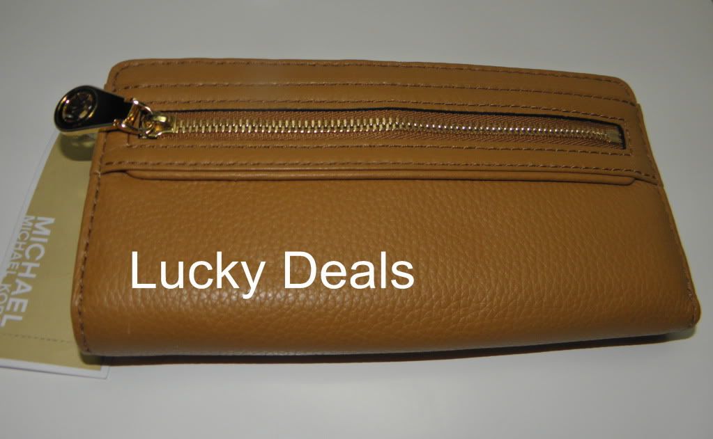 Michael Kors Jamesport Clutch Leather Wallet Tan Luggage Zip