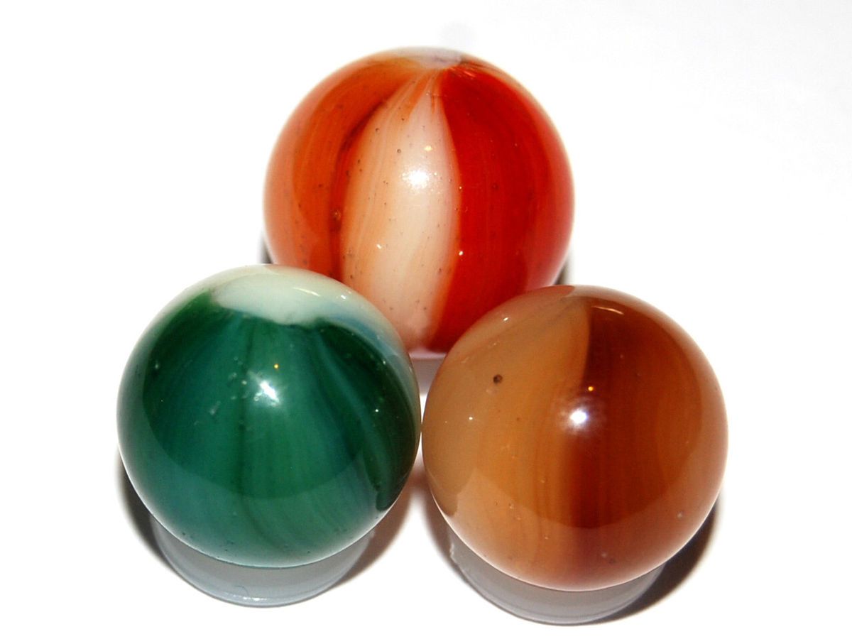 Vintage Marbles Three Master Sunburst Marbles  Mint A09