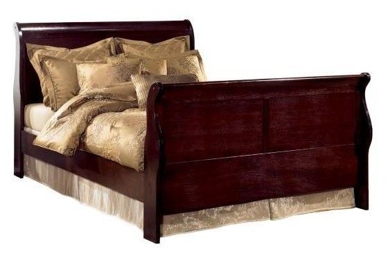 Ashley Janel Queen Sleigh Bed Brown Finish New
