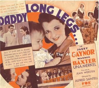 Janet Gaynor Warner Baxter Orig Daddy Long Legs Herald