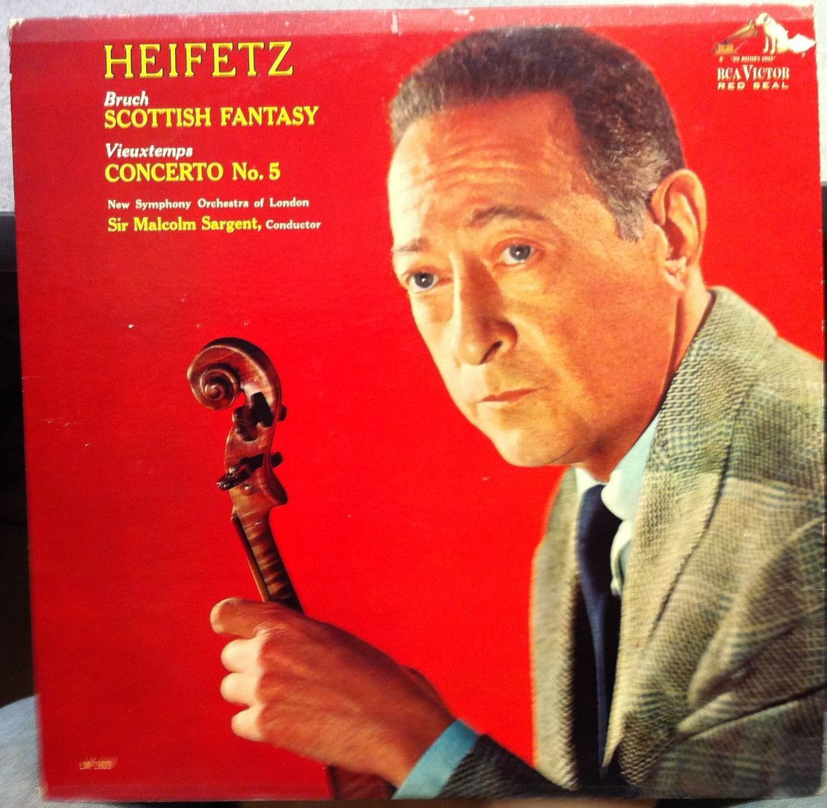 Jascha Heifetz Bruch Vieuxtemps LP Vinyl LM 2603 VG Shaded Dog Mono 1S