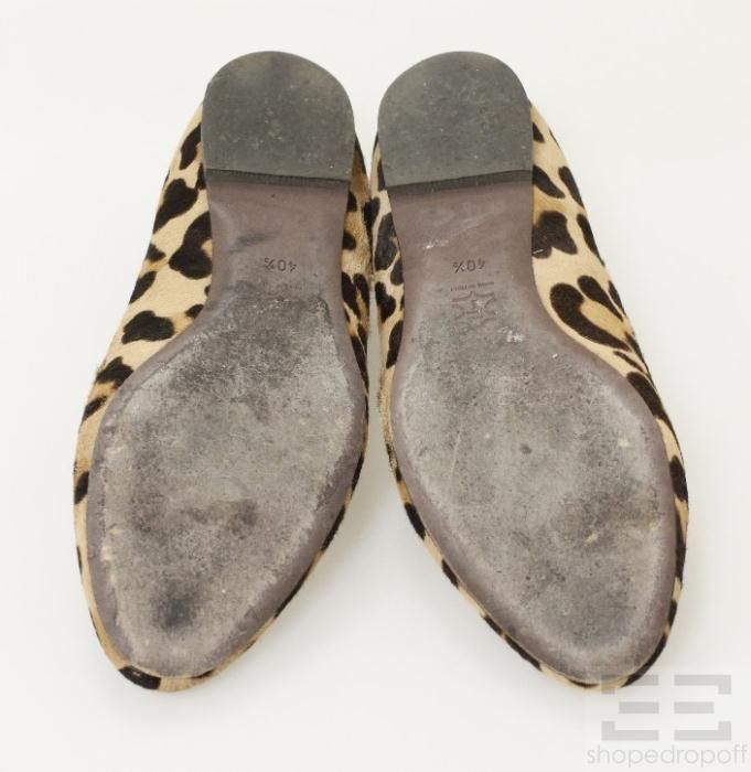 Jean Michel Cazabat Leopard Print Pony Hair Flats Size 40 5