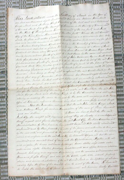 1826 Deed Lebanon PA Ely Clockmaker Goodhart Etc