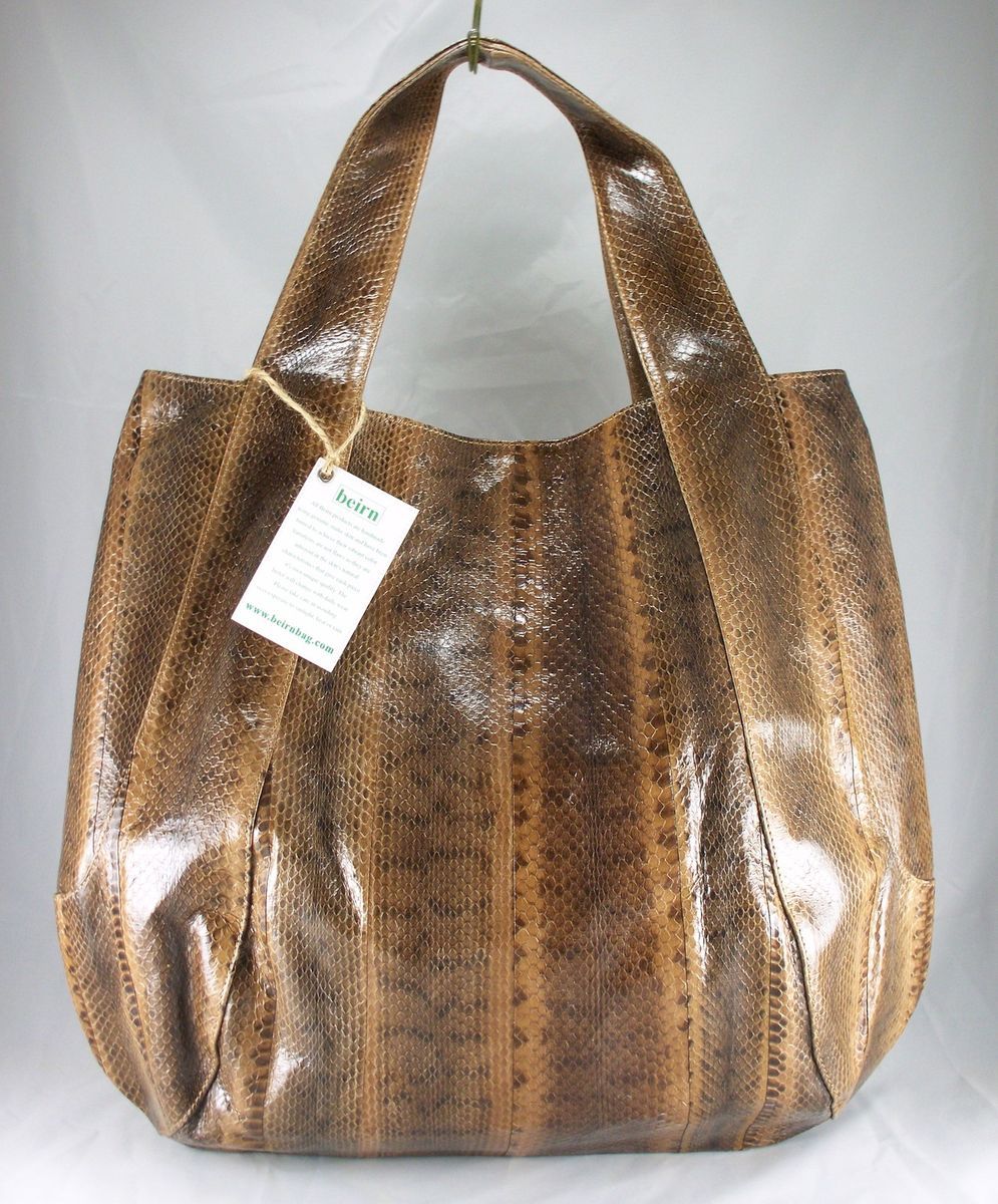 Beirn Jenna Watersnake Tote Walnut NWT Spring 2012