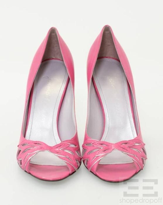 Jean Michel Cazabat Pink Leather Cutout Peep Toe Heels Size 38 5