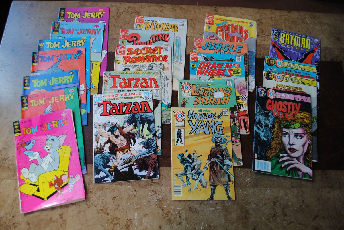  Lot Vintage Comic Books Charlton Drag N Wheels Tom Jerry Yang