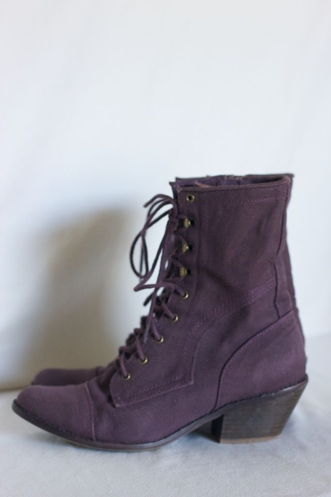 Jeffrey Campbell Plum Canvas Boots 8 5