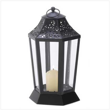 Jet Black Garden Candle Lantern Hurricane Style Lamp