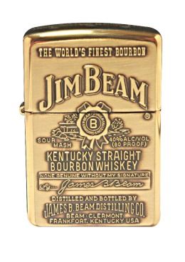 Zippo Classic 254BJB 929 Jim Beam Label High Polish Brass Lighter New