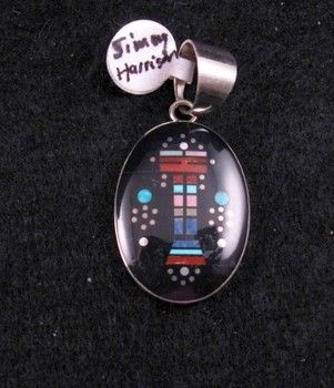 Native American Jim Harrison Navajo Yei Silver Pendant