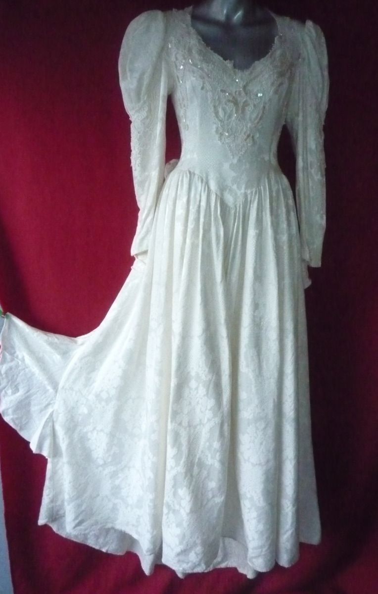 Jessica McClintock Ivory Lace Renaissance Long Formal Wedding Gown 8