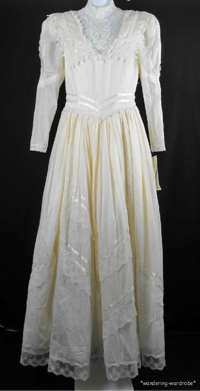 Jessica McClintock Cream Prairie Victorian Lace Wedding Dress Misses