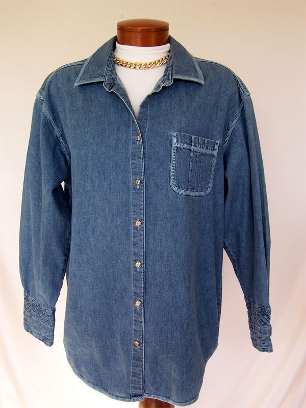 JILL Oversized Sz M Slouchy Soft BLUE DENIM Long Top Big Shirt Small