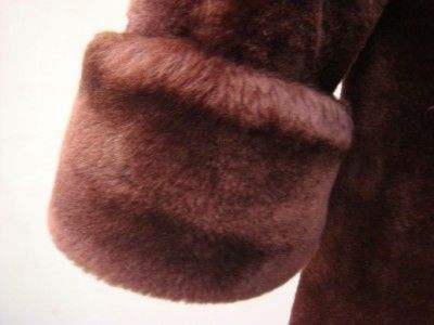 Real Sheared Beaver Mouton Sheepskin Lamb Fur Pelz Long Coat Jacket M